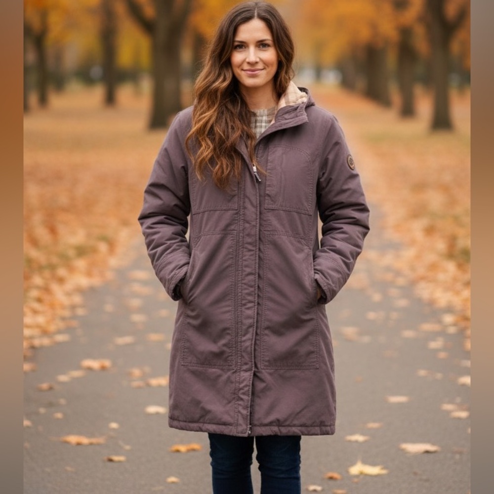 Lands’ End Womens Hooded Barn Chore Coat Parka Jacket‎ Size Small